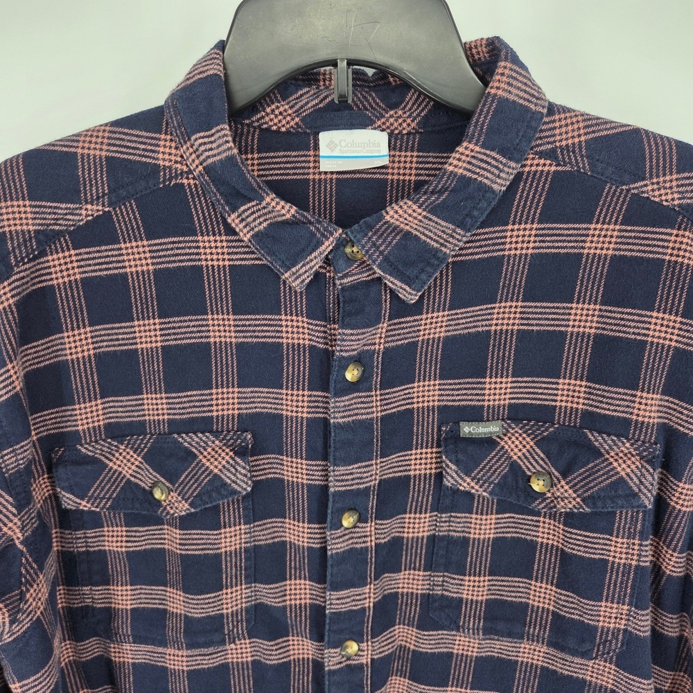 Columbia Mens Plaid Flannel Button Up Shirt Long Sleeve Outdoor Casual - Picture 5 of 6